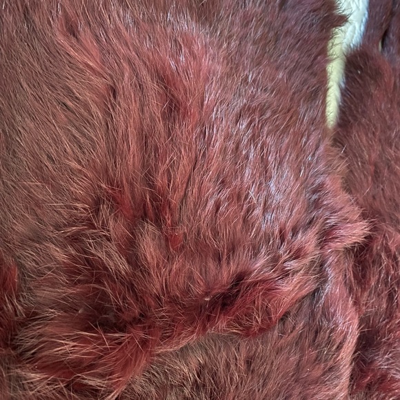 Mink Woven Burgundy Long Scarf Shawl - Picture 2 of 5